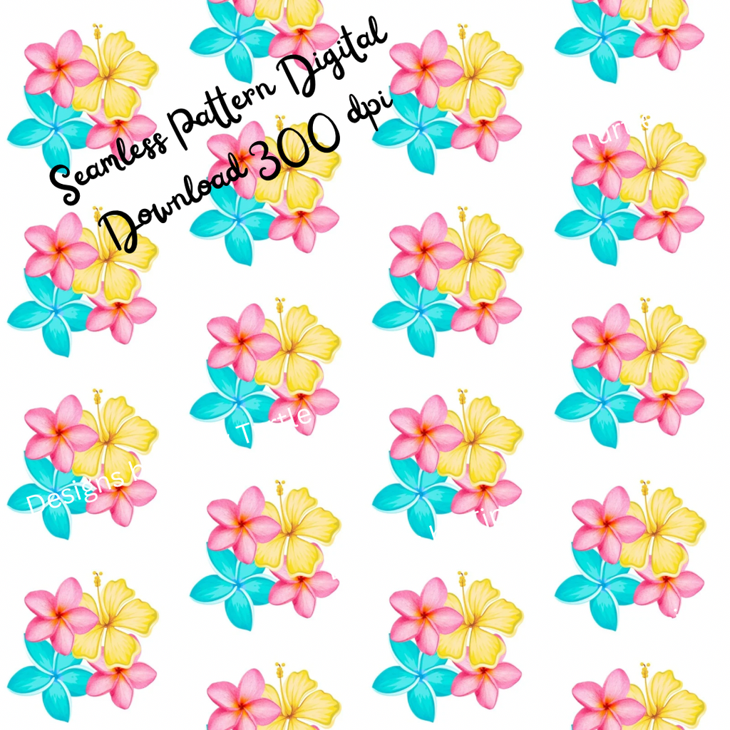 HAWAIIAN INSPIRED FLORAL, Seamless Pattern PNG, Digital Print, PNG, Digital Paper, Fabric, Wallpaper POD