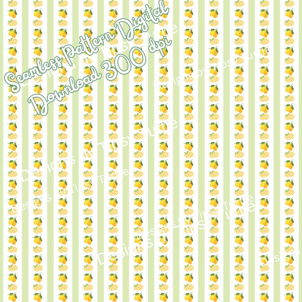 JUICY LEMON STRIPE WITH GREEN, Seamless Pattern, PNG, Backgrounds, Printable Digital Paper, POD