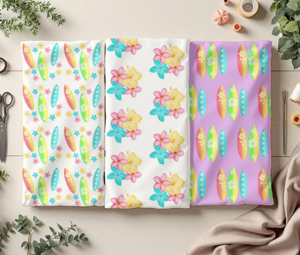 HAWAIIAN SURFBOARD, Seamless Pattern PNG, Digital Paper, Fabric, Wallpaper POD