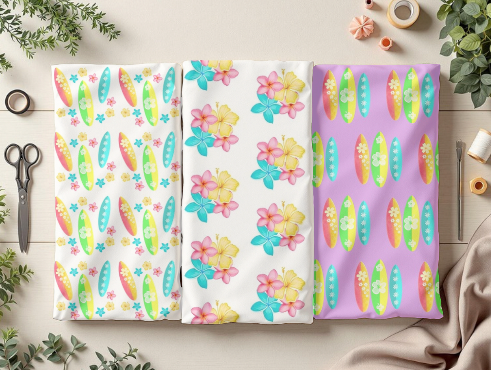 HAWAIIAN INSPIRED FLORAL, Seamless Pattern PNG, Digital Print, PNG, Digital Paper, Fabric, Wallpaper POD